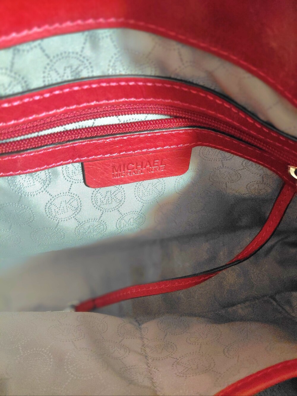 Michael Kors Hamilton Hippie Grommet Red Quilted Leather Satchel Chain Strap - Picture 5 of 8